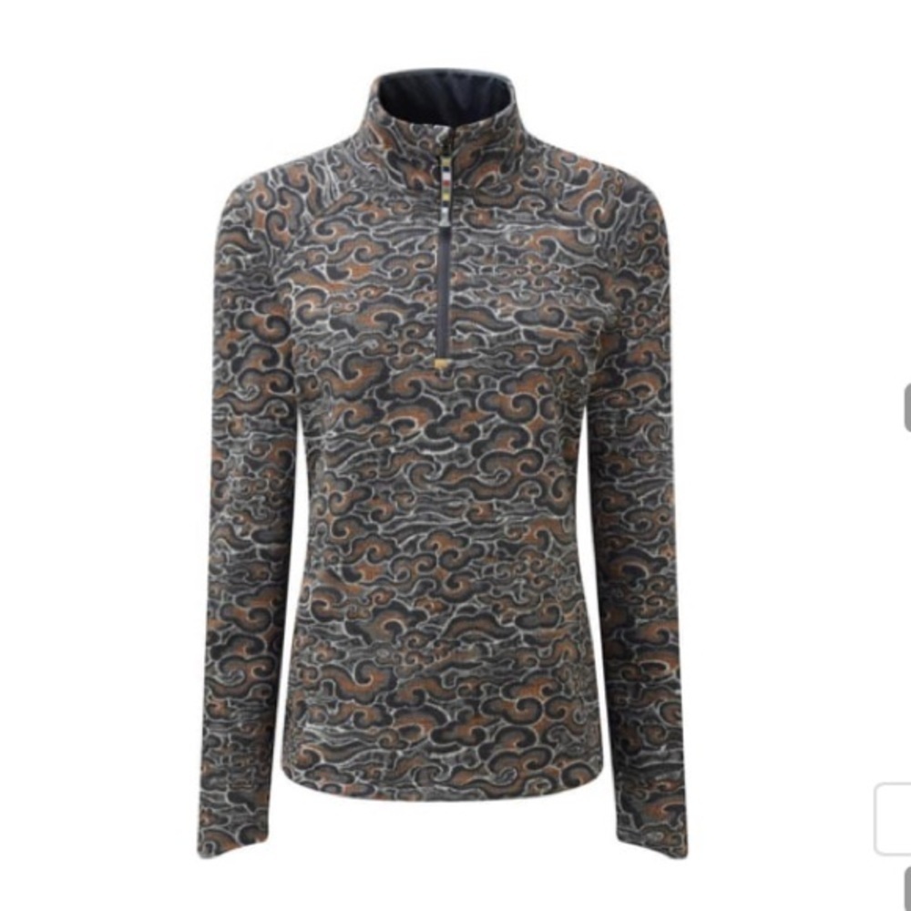 - Sherpa Adventure Gear Grey Cream Namla Half-Zip Jacket Fleece Kharani